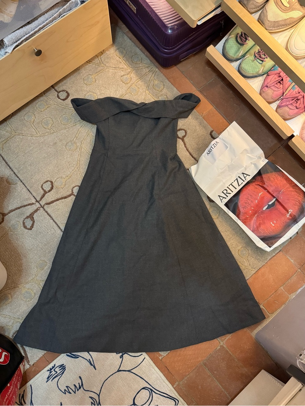 * NWT 6 * aritzia victoire dress * heathered charcoal - Picture 8 of 10